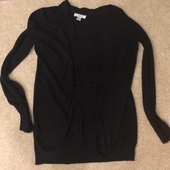 Ann Taylor Loft Black Cardigan Sweater Ruching - Picture 1 of 6